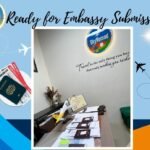 Client visa applications and passports prepared at the SkyNomad office for embassy submission